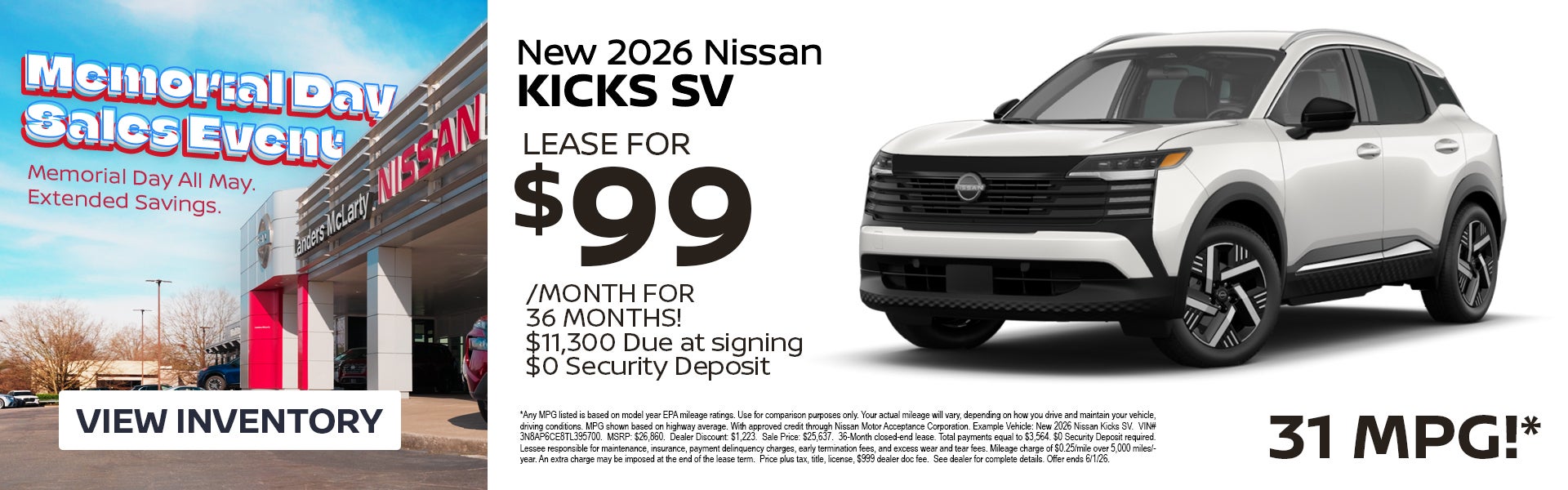 New 2026 Nissan Kicks SV